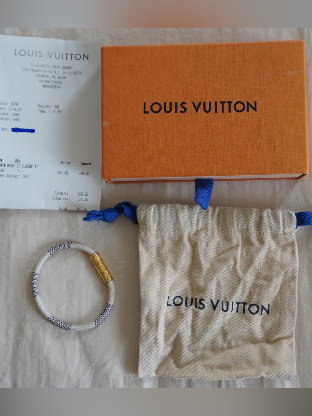 Louis Vuitton White Damier Bracelet